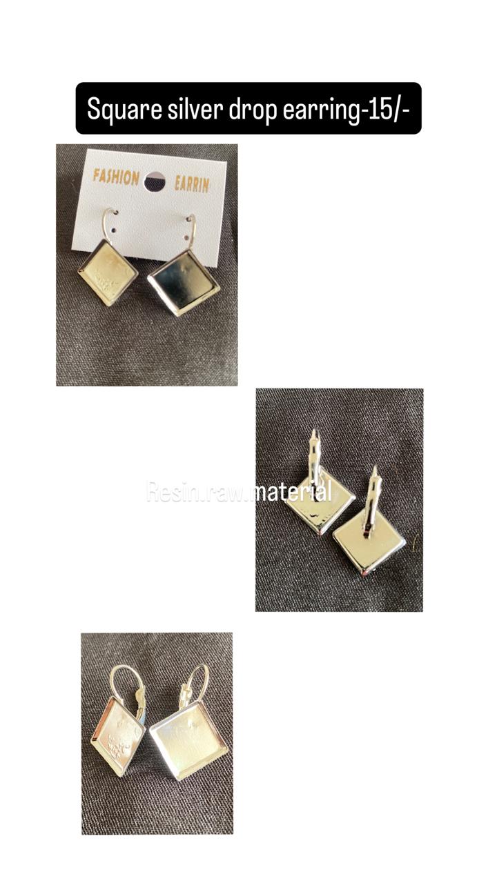 Square silver drop earring