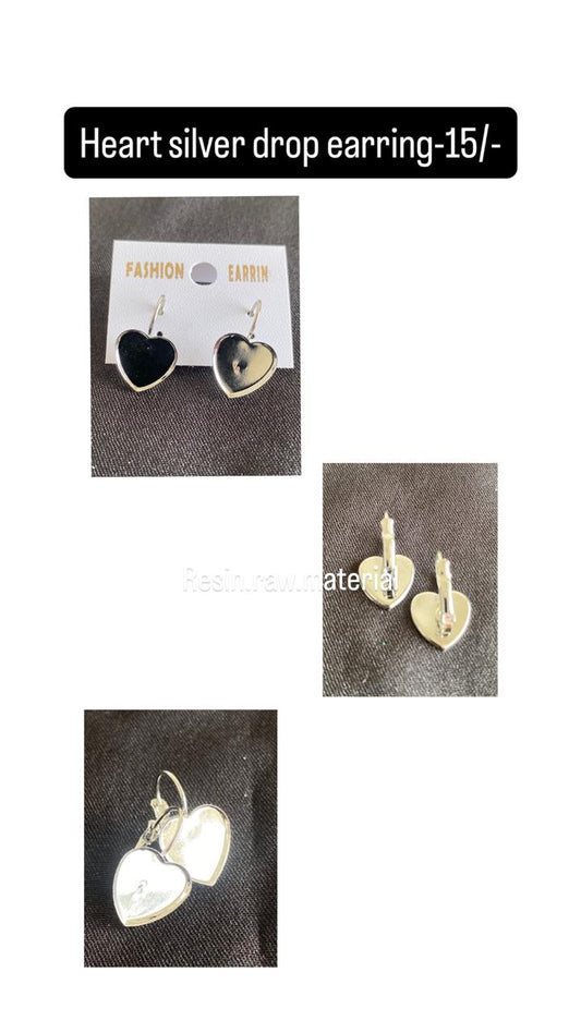 Heart silver drop earring