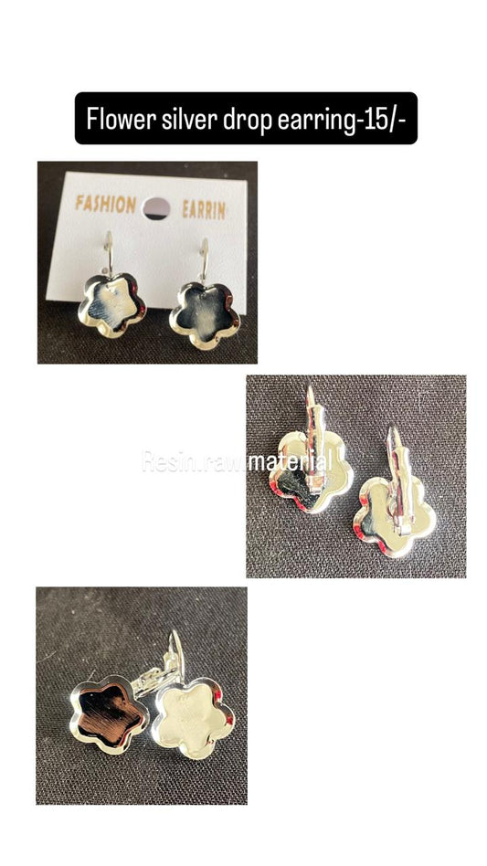 Flower silver drop earring