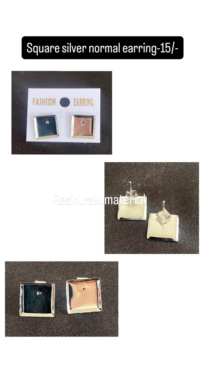 Square silver normal earring