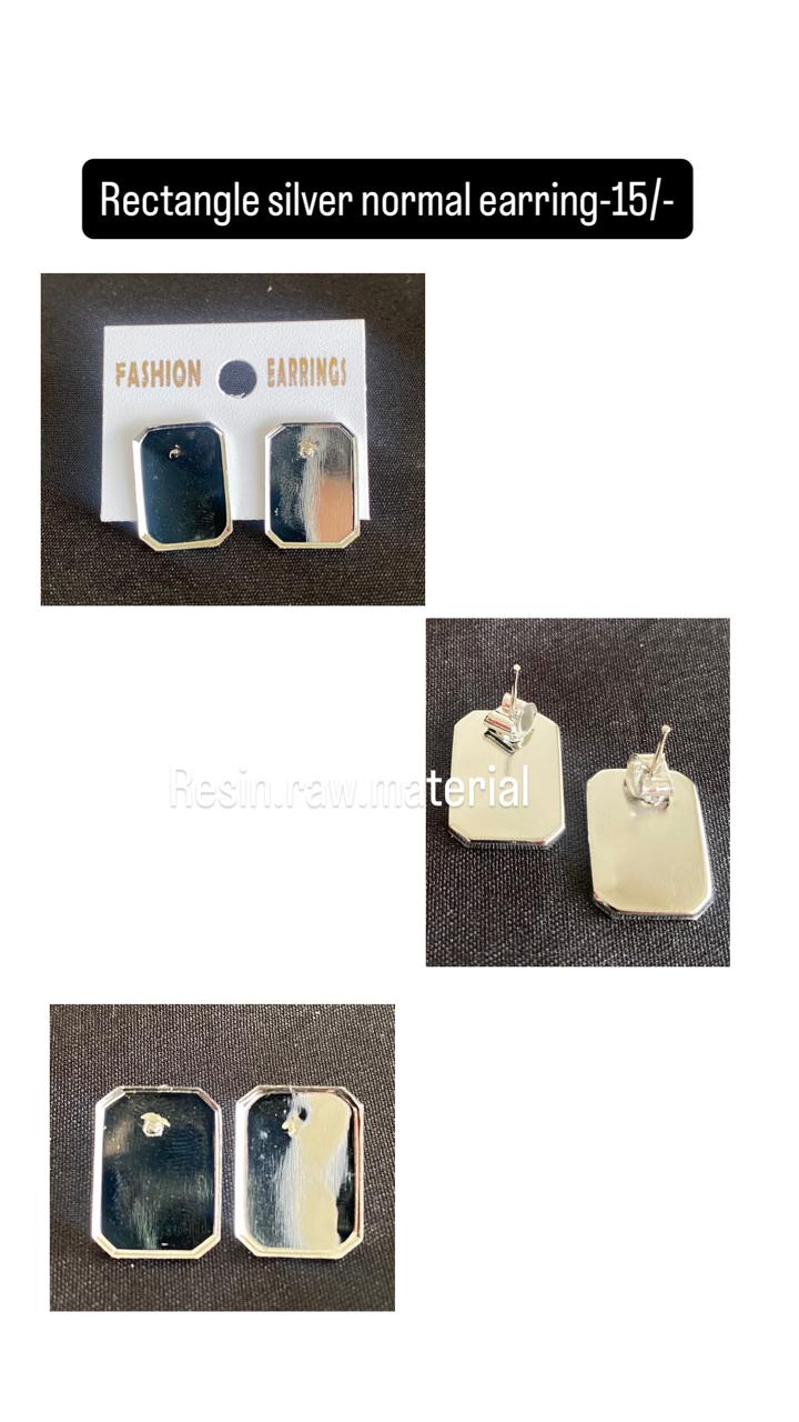 Rectangle silver normal earring