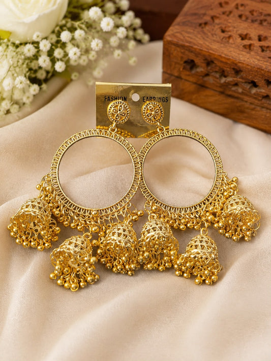 3 Latkan golden heavy jhumka