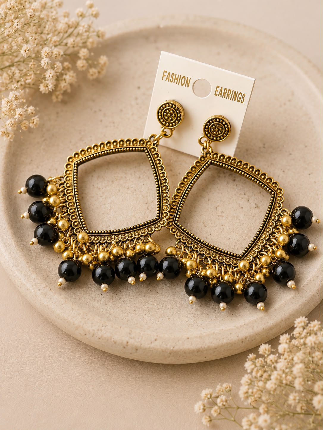 Golden Square black jhumka