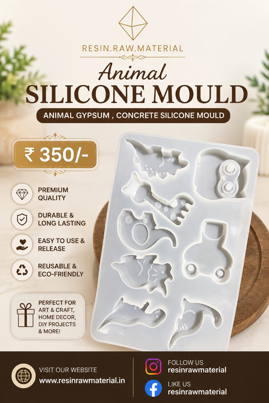 ANIMAL GYPSUM CONCRETE SILICONE MOULD