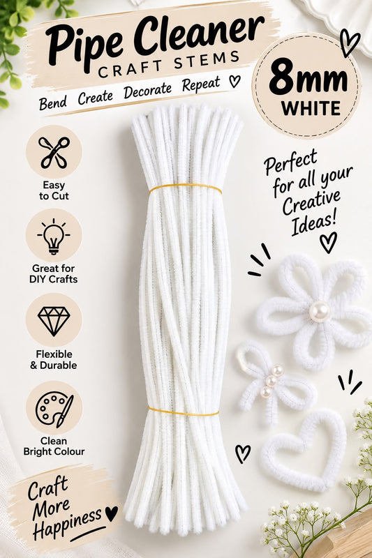 White Pipe Cleaner (8mm)