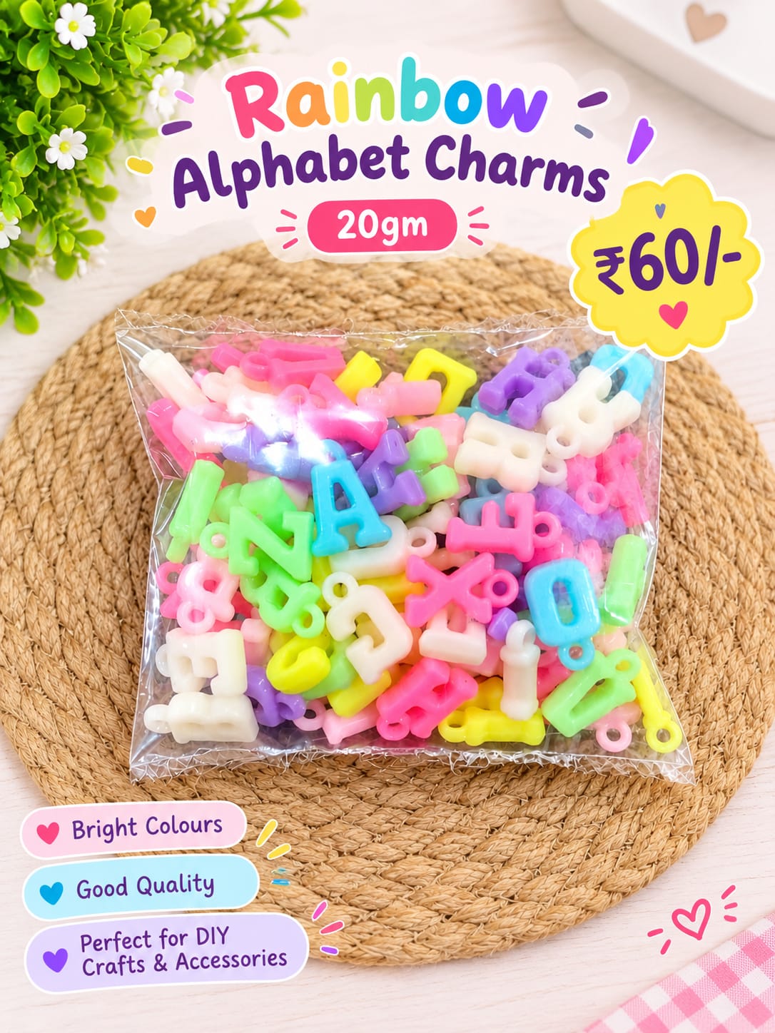 Rainbow Alphabet Charms