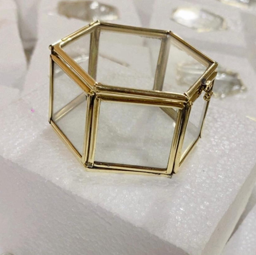 Vintage ring holder box (hexagon glass holder box )