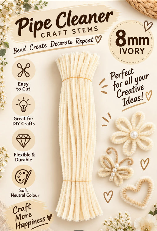 Cream Pipe Cleaner (8mm)